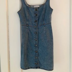 UO button down denim mini dress